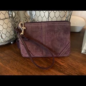 Vintage purple Coach Suede Wristlet purse